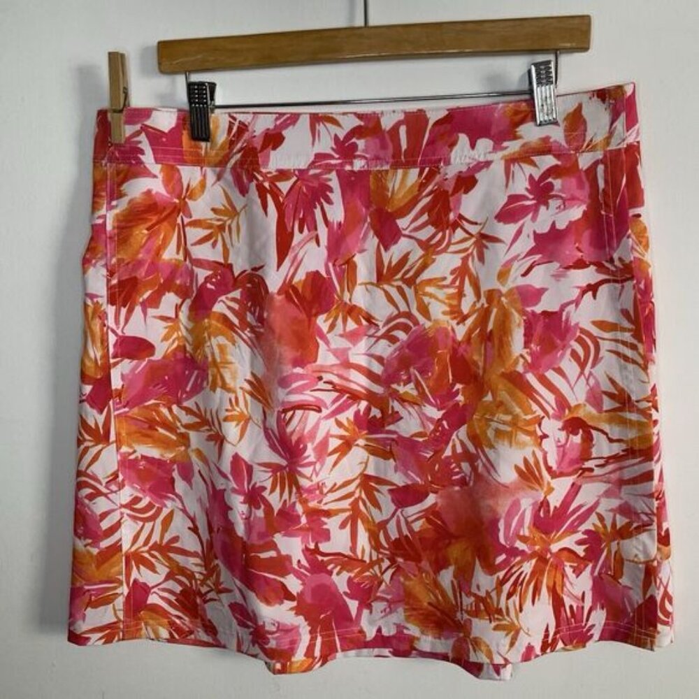 RIP  SKIRT Hawaii - Coral Floral Poly-Stretch Short Wrap Skirt Swim Cover size L